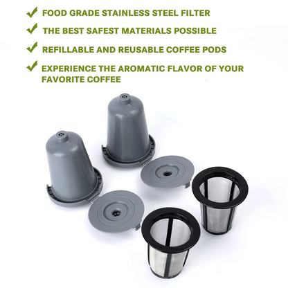 2PCS Reusable Coffee Filter Cups, Compatible with SS-RFC K-Cup Size, Gray
