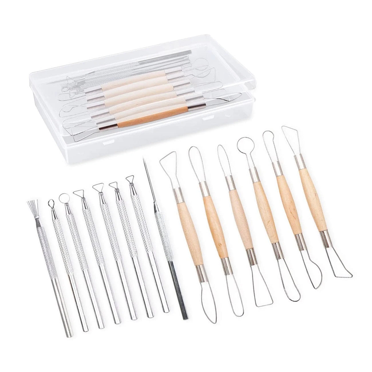 14PCS Ceramic Pottery Clay Ribbon Sculpting Tool Kit with case