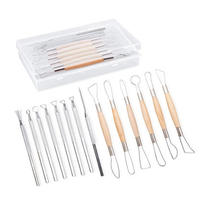 14PCS Ceramic Pottery Clay Ribbon Sculpting Tool Kit with case