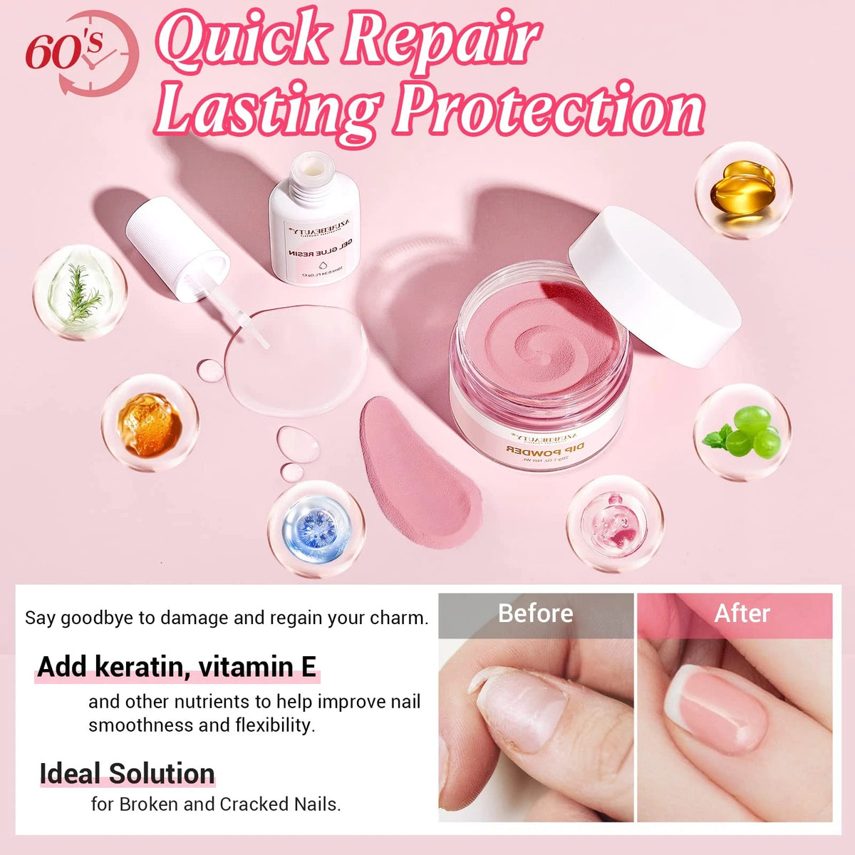 AZUREBEAUTY Nail Repair Kit 0.34 Fl Oz (Pack of 1), Jelly Pink