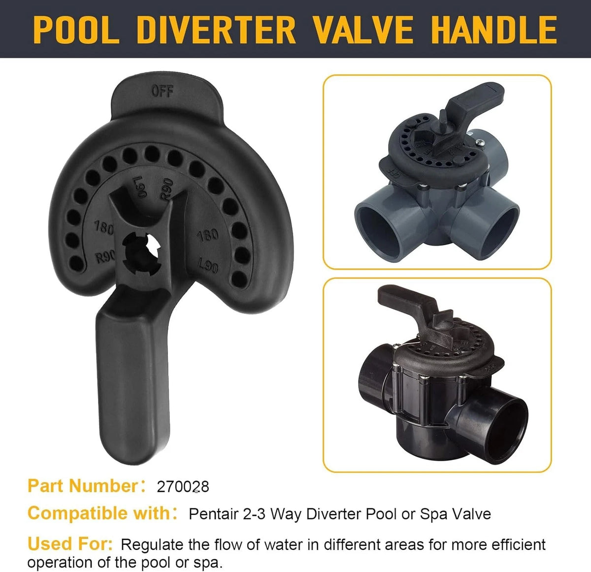 270028 Valve Handle Replacement for Pentair 2 Way and 3 Diverter Pool...