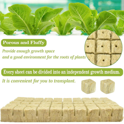 Halatool 1 Inch Rockwool Cubes for Hydroponic Growing, 1" Cubes, 2 Sheets
