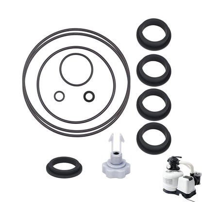 Koatukys Sand Filter Pump Replacement Parts for Intex 25013 Kit(12PCS), Black