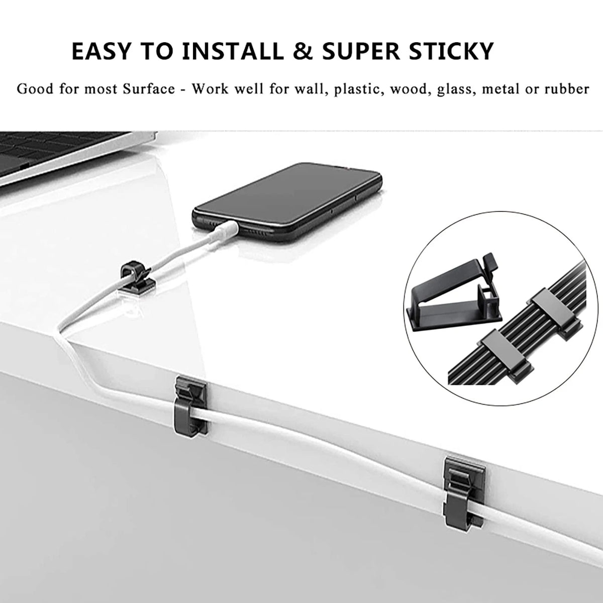 N NOROCME 192 PCS Cable Management Kit 4 Wire Organizer 192 PCS, Black