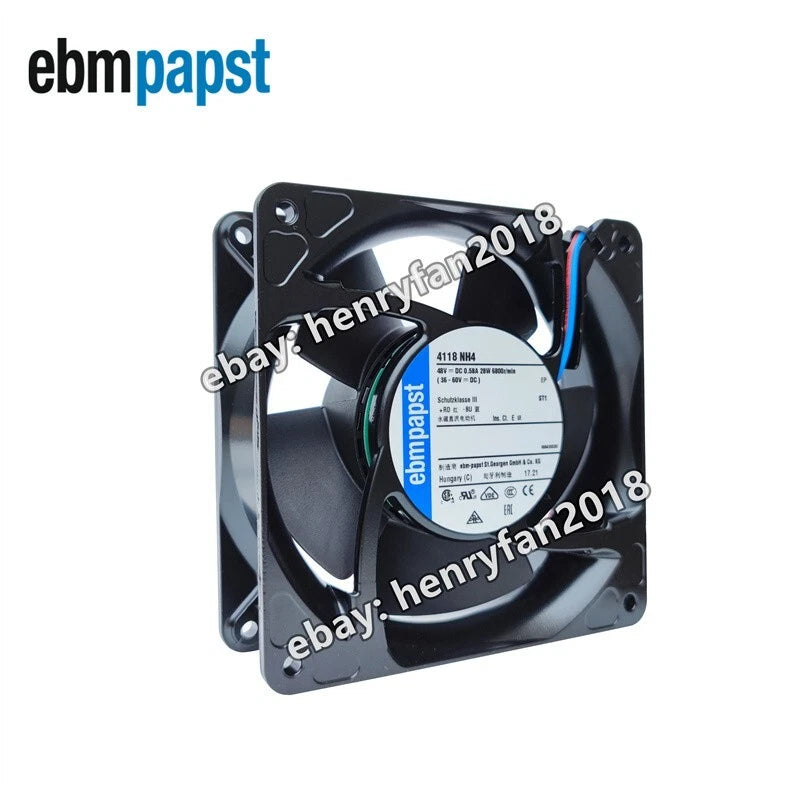 Ebmpapst 4118NH4 Axial Fan 48V 0.58A 28W 120*120*38MM 2-wire Cabinet Cooling Fan