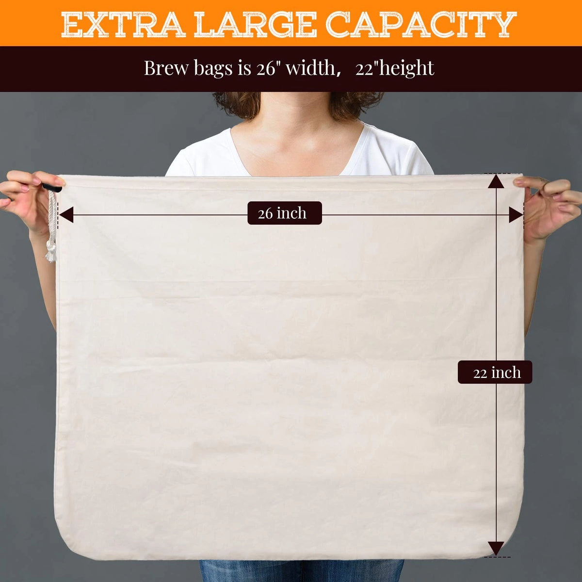Brew Bag, 26" x 22", 2 Pack,  Unbleached 2 Count (Pack of 1), white