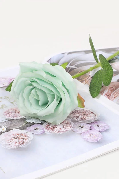 LVEFIT Artificial Rose Flower Sage Green Flowers 12pcs,
