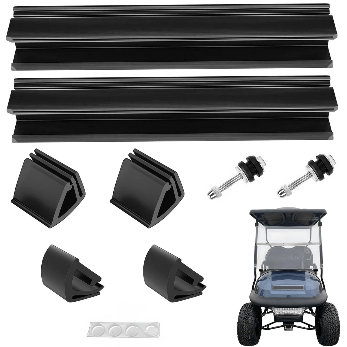 Golf Cart Windshield Clips Kit for Club Car 1" Struts Stop Rattle Black