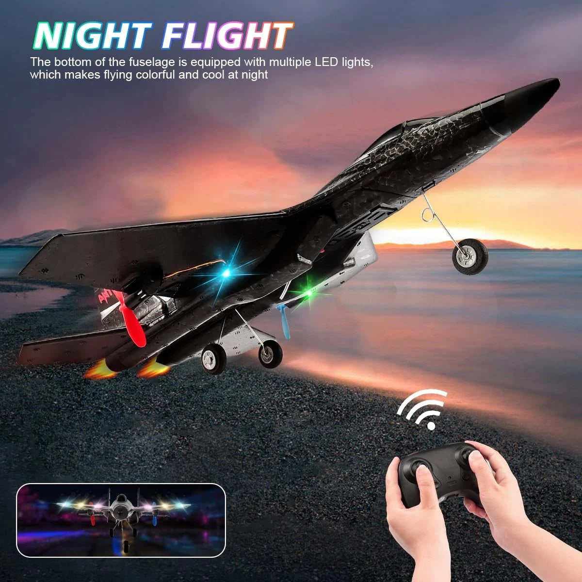 RoofWorld  Upgrade SU27 RC Airplane, Remote Control Black, Black