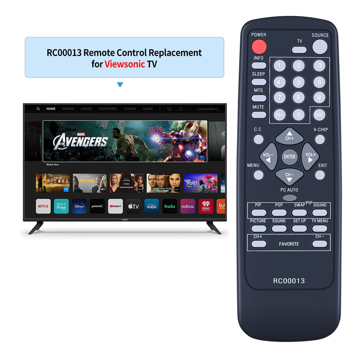 RC00013 Replacement Remote Control For ViewSonic LCD TV N2750W