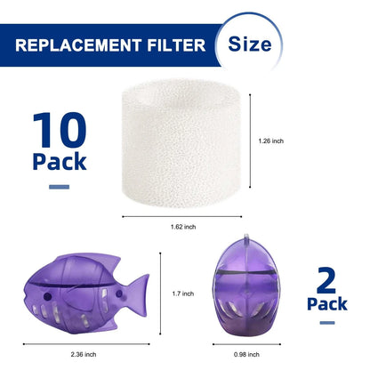 Top-Fill Humidifier 10 Spong Filters + 2 Cleaning Fish,