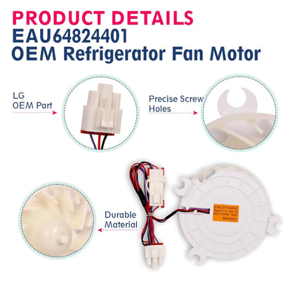 1pc EAU64824401 Evaporator Refrigerator Fan Motor For LG DC13V Replacement