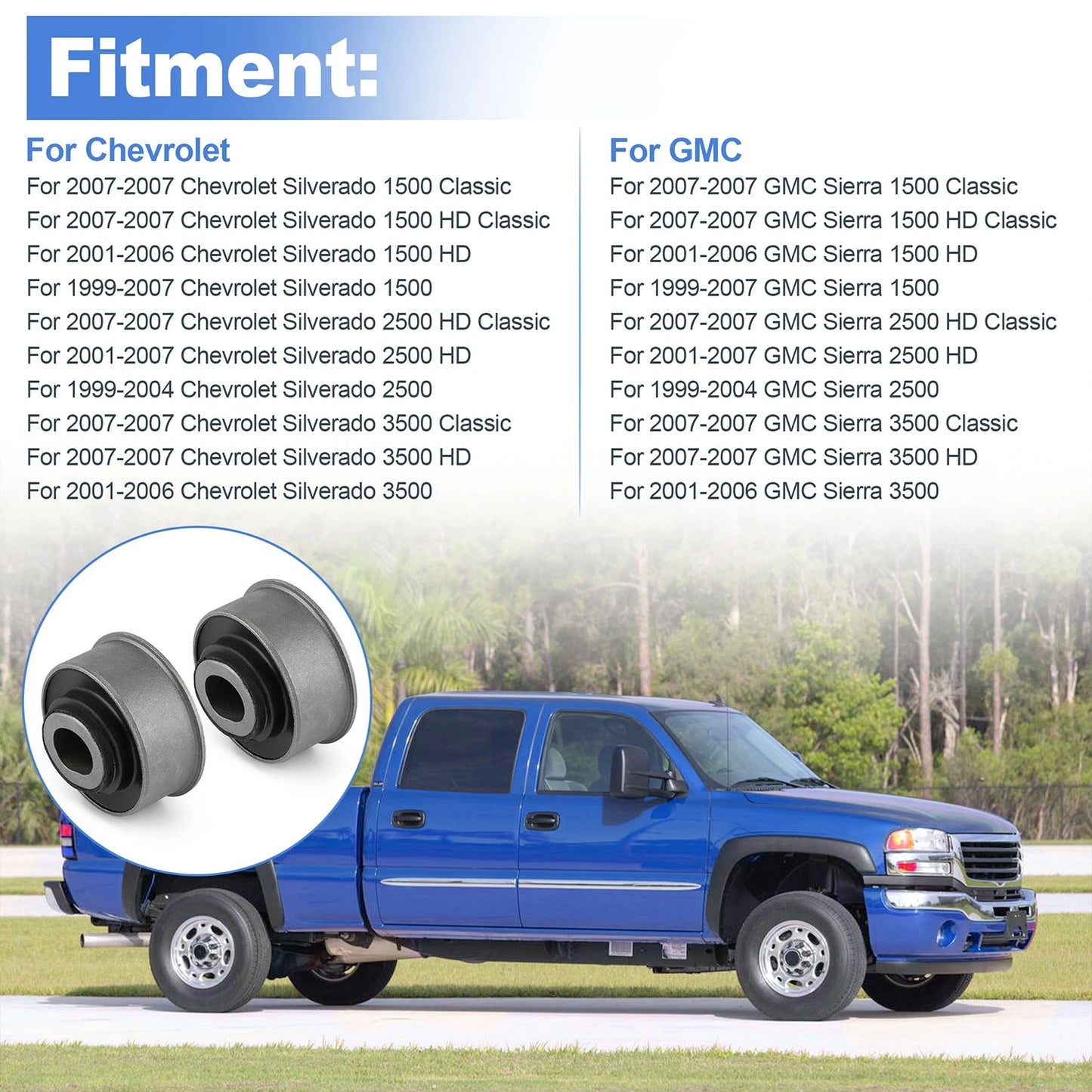 2Pcs Torsion Bar Bushing For Chevrolet Silverado GMC Sierra 1500 2500 20829013