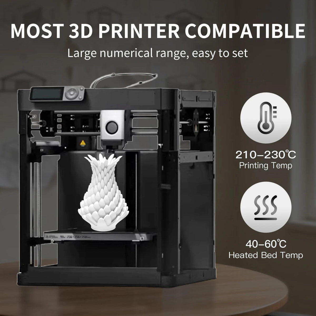 RAMBERY White Black PLA + 3D Printer Filament Bundle 4KG 4kg, Pla+ White-black