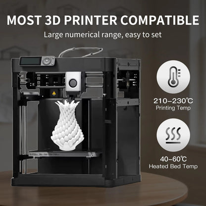 RAMBERY White Black PLA + 3D Printer Filament Bundle 4KG 4kg, Pla+ White-black
