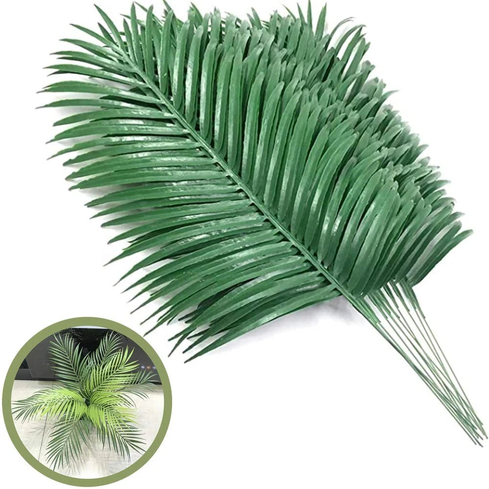 SzJias 12 Pcs Artificial Palm Leaves Branches Plants 20 in, Green