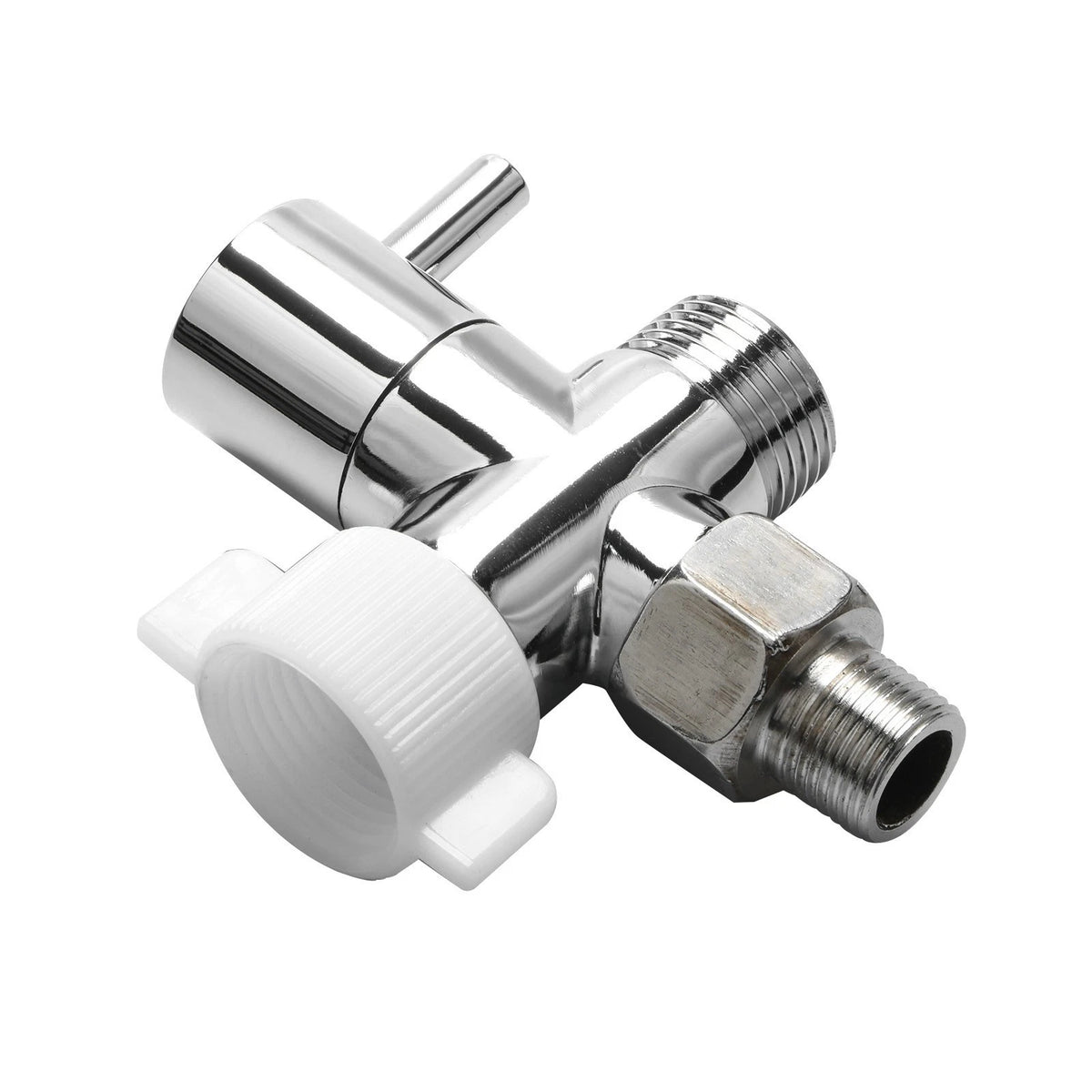 Single Lever 3-Way T Adapter Valve 90° Control for Cloth Diaper Sprayer Silver