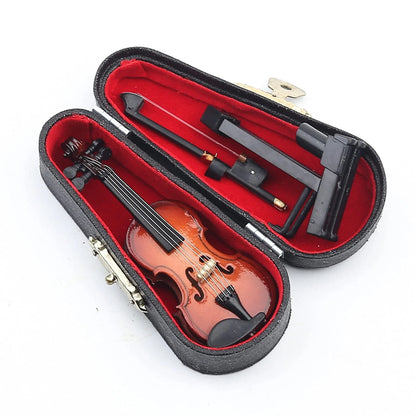 Dselvgvu Wooden Miniature Violin with 3.15"x1.18"x0.59", 3.15"x1.18"x0.59"