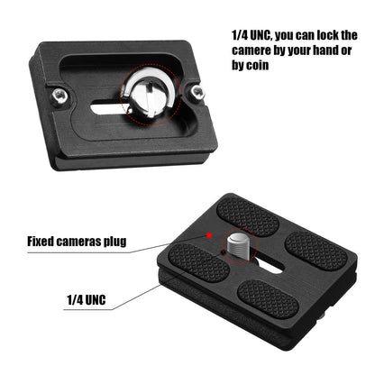 Frienda 2 Pieces Metal Quick Release Plate with 1/4''-20 Camera 50mm, Black