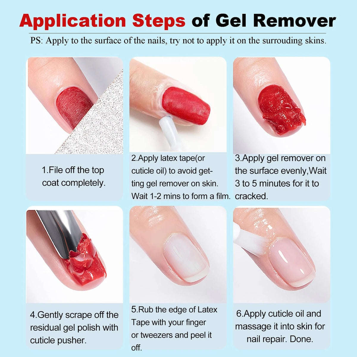 Gel 0.17 Fl Oz (Pack of 3), Remover&Cuticle Oil&Latex Tape&Manicure Tools