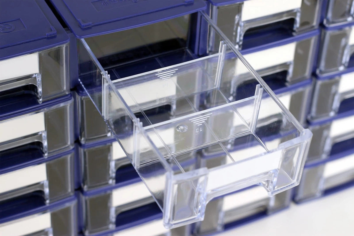 Stackable Storage Drawers Set of 20, Plastic Organizer 20 pcs, blue
