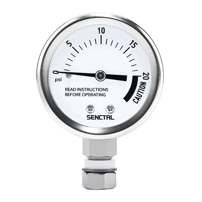 SENCTRL 20 Psi Pressure Cooker Gauge Replacement Part, 2" Dial Size, 3/8" UNC