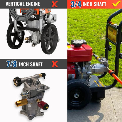 YAMATIC 3/4" Shaft Horizontal Pressure Washer Pump 3400 PSI 2.5GPM, Silver