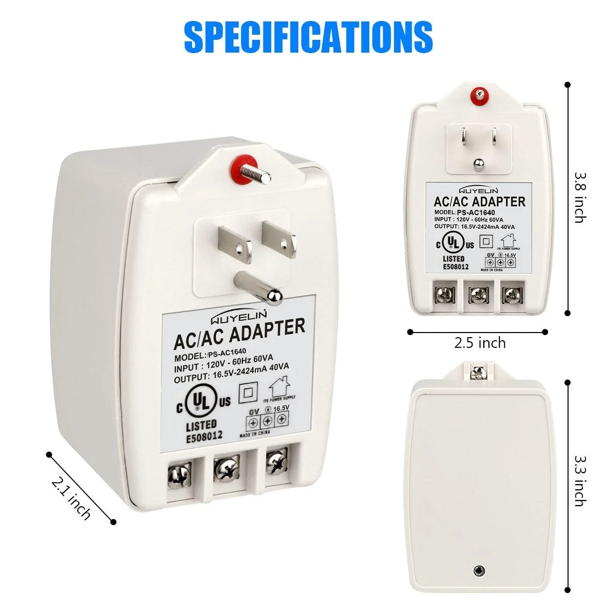 16.5V 40VA Burglar Alarm Systems and Doorbell Transformer,16.5V Plug in...