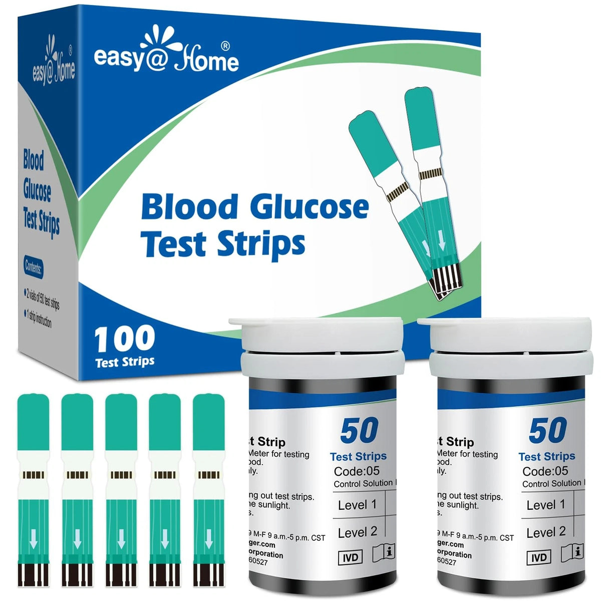 Easy@Home Blood Glucose Test Strips for 100
