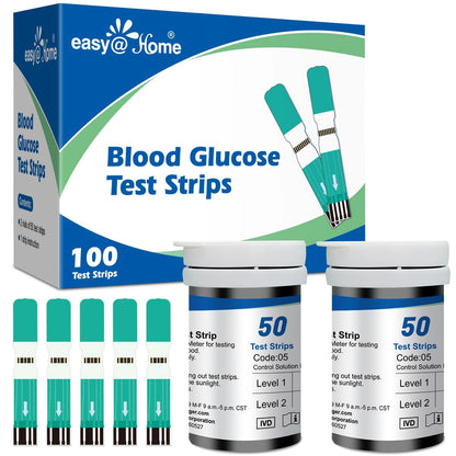 Easy@Home Blood Glucose Test Strips for 100