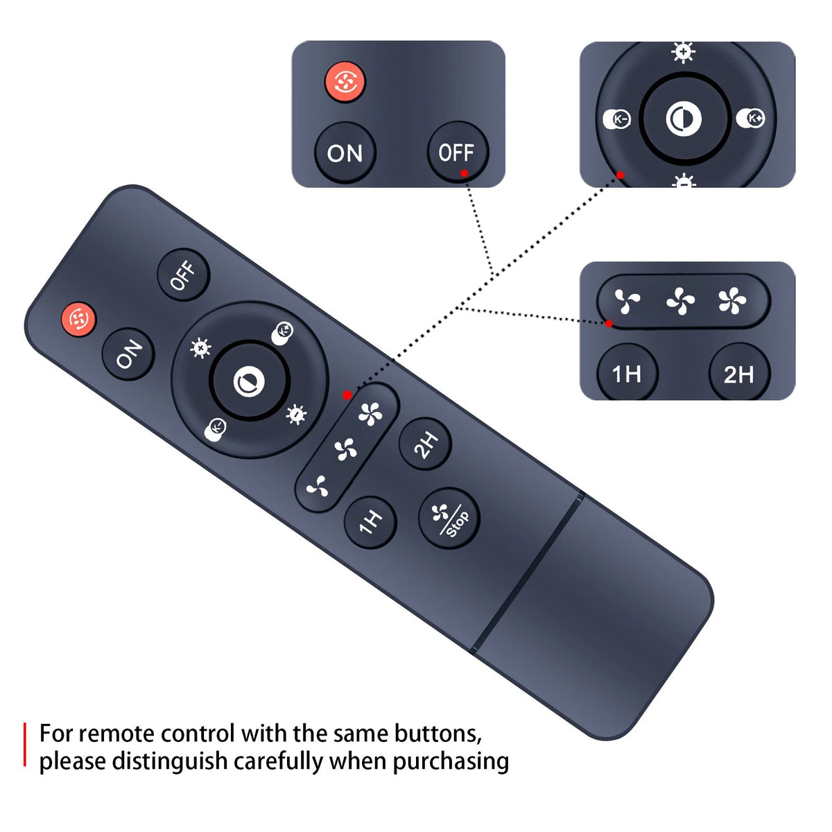 Remote Control For EINRZi Low Profile Ceiling Fan with Lights YB-460