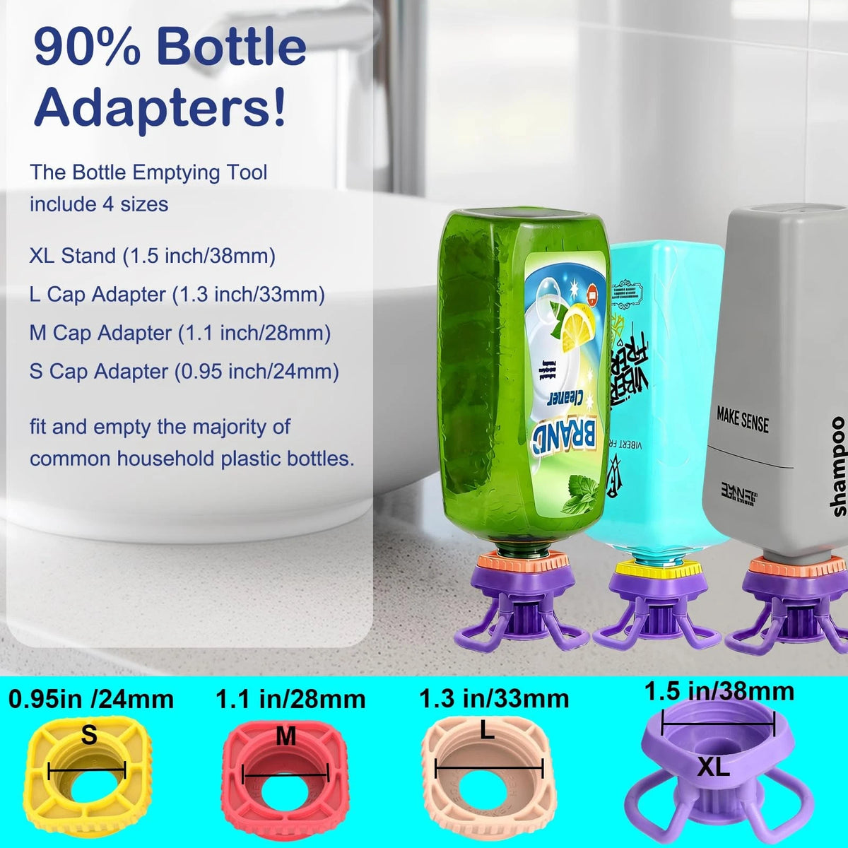 ARKNOAH 3 Pack Bottle Emptying Kits with BPA-Free and Food-Grade Bright Color