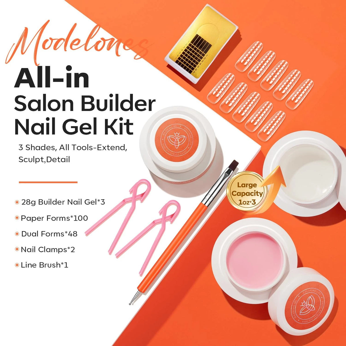 modelones Builder Nail Gel, 3 3 Ounce (Pack of 1), Gel - 3 Colors