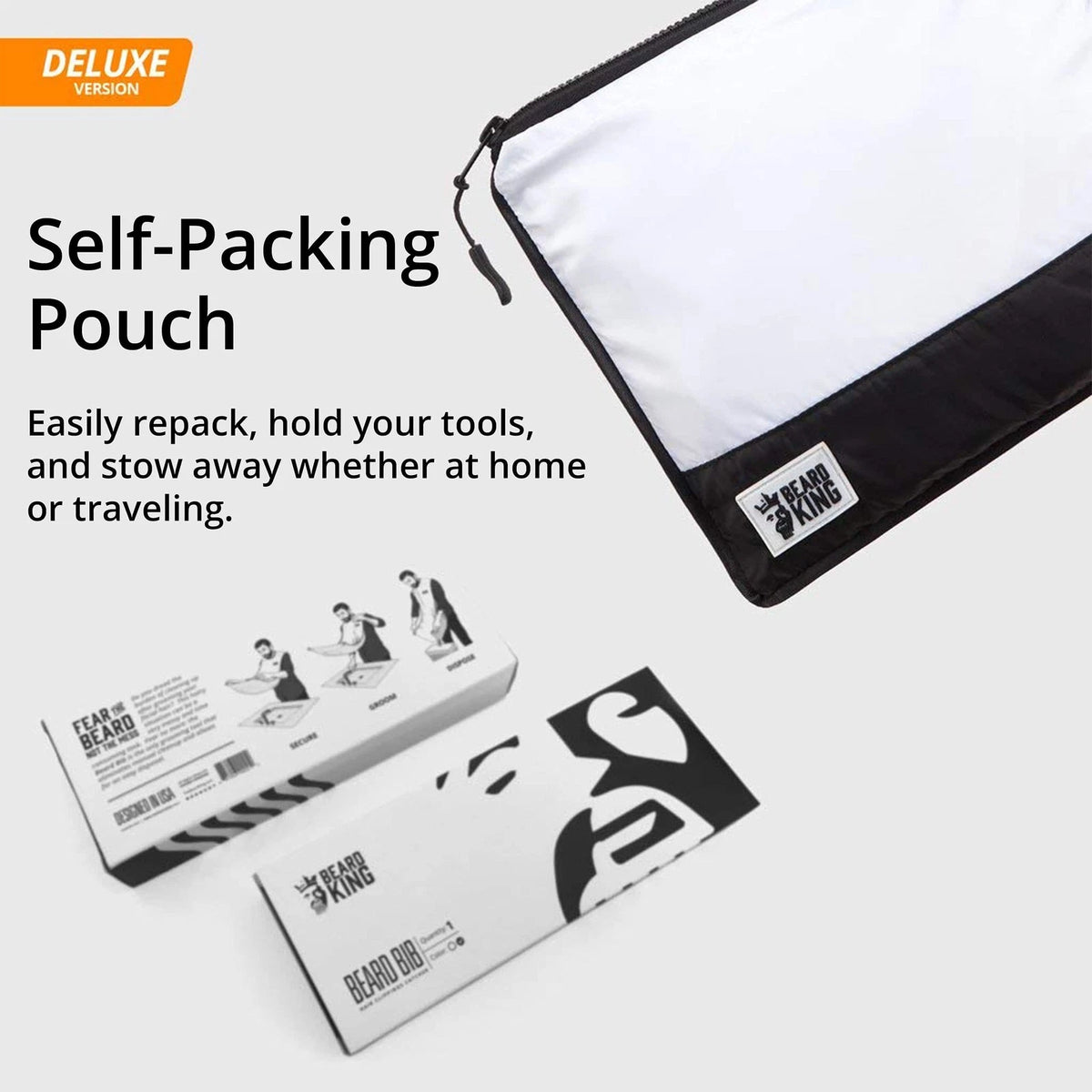 Beard King Bib Apron - As 1 Count (Pack of 1), White w/ Packing Pouch