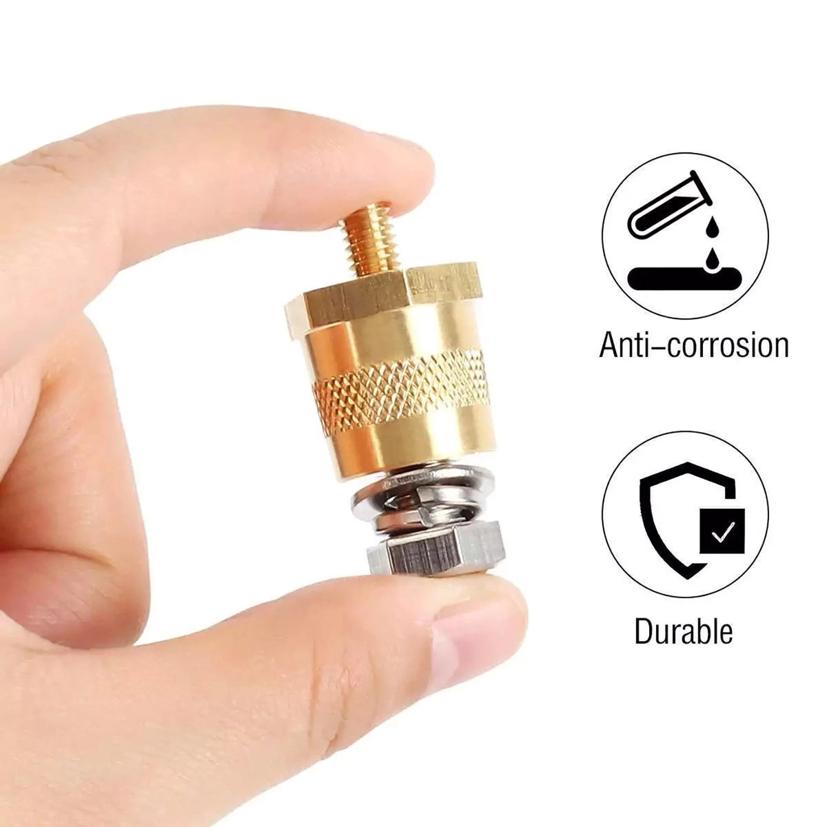 1 Pair Battery Pole Adapter Brass Battery Terminal Connector M6 Thread Install