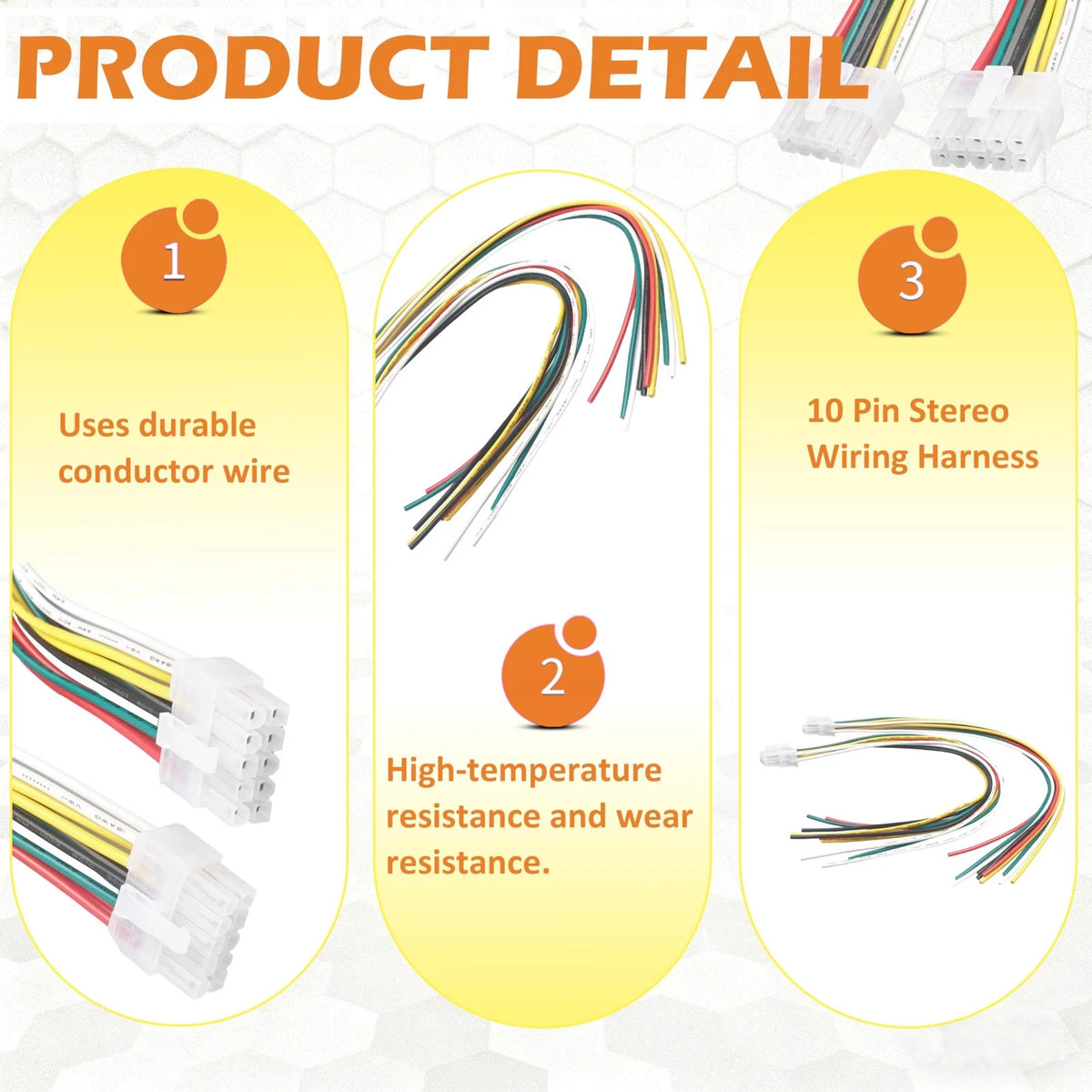 (2PCS) 10 Pin Stereo Wiring Harness Compatible with Kicker Bass Station...