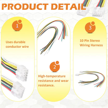 (2PCS) 10 Pin Stereo Wiring Harness Compatible with Kicker Bass Station...