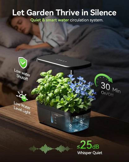 Aptvis Hydroponics Growing System, 6 Pods Smart Indoor Herb Garden with Black