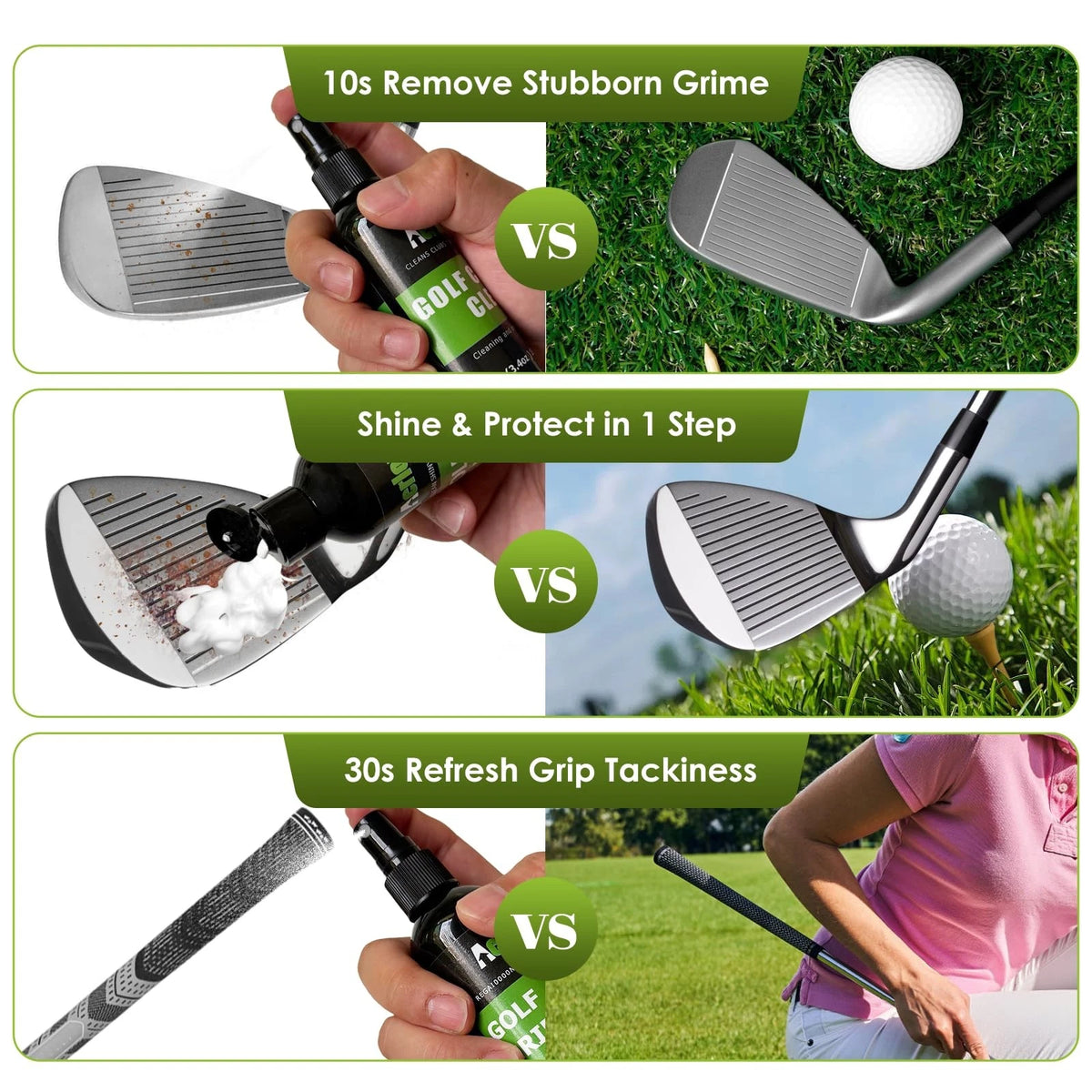 Aerlouxa 6-in-1 Golf Club Cleaning Kit - Cleaner, Grip Black