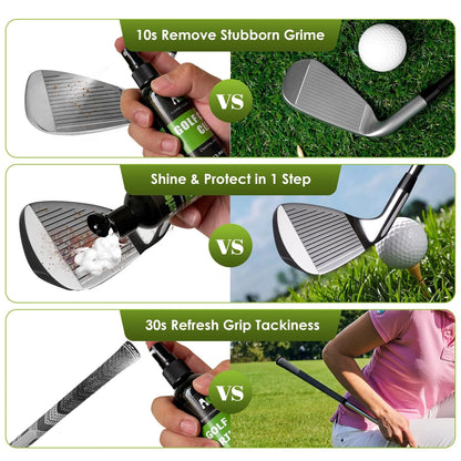 Aerlouxa 6-in-1 Golf Club Cleaning Kit - Cleaner, Grip Black