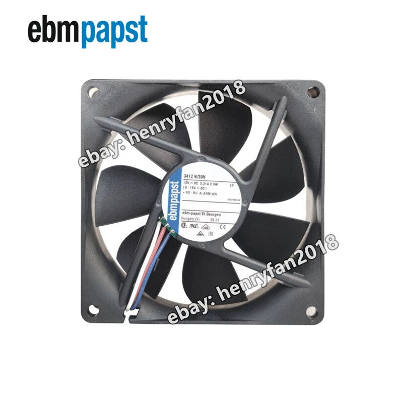 Ebmpapst 3412N/39H Axial Fan DC 12V 2.5W 0.21A 90*90*25MM 3-wires Cooling Fan