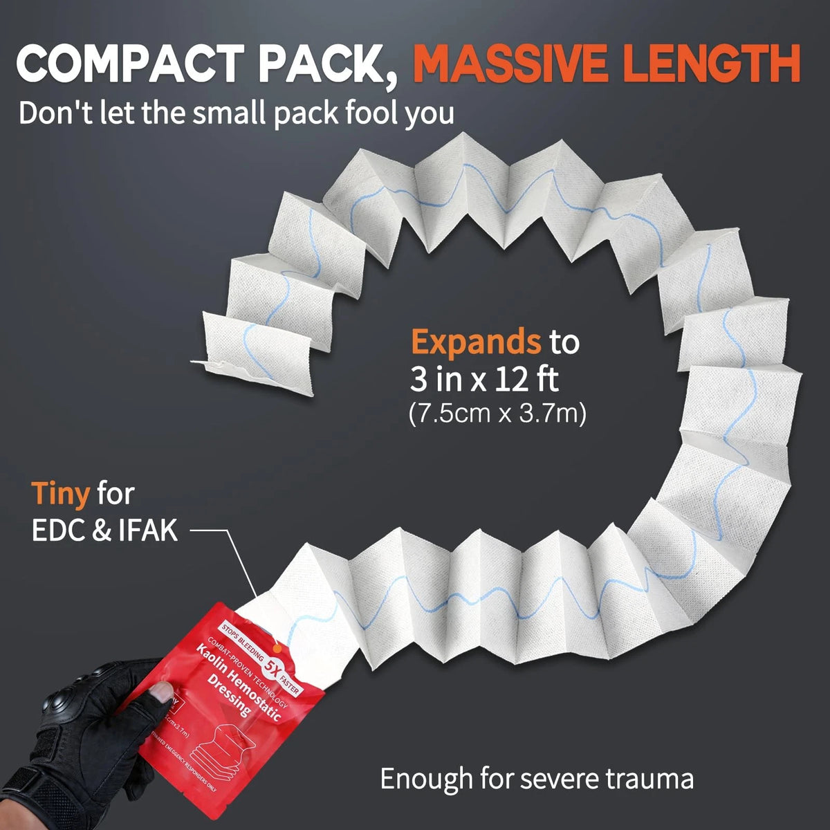 DooWee Kaolin Hemostatic Gauze – Advanced Z-Fold Combat Pack of 1, White