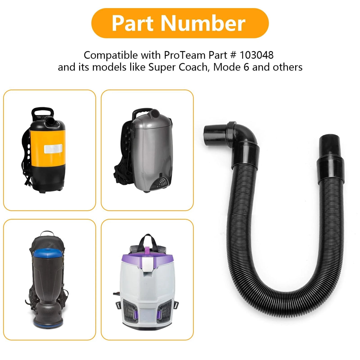 103048 Static-Dissipating Backpack Vacuum Hose 16" x 4" x 15", Black