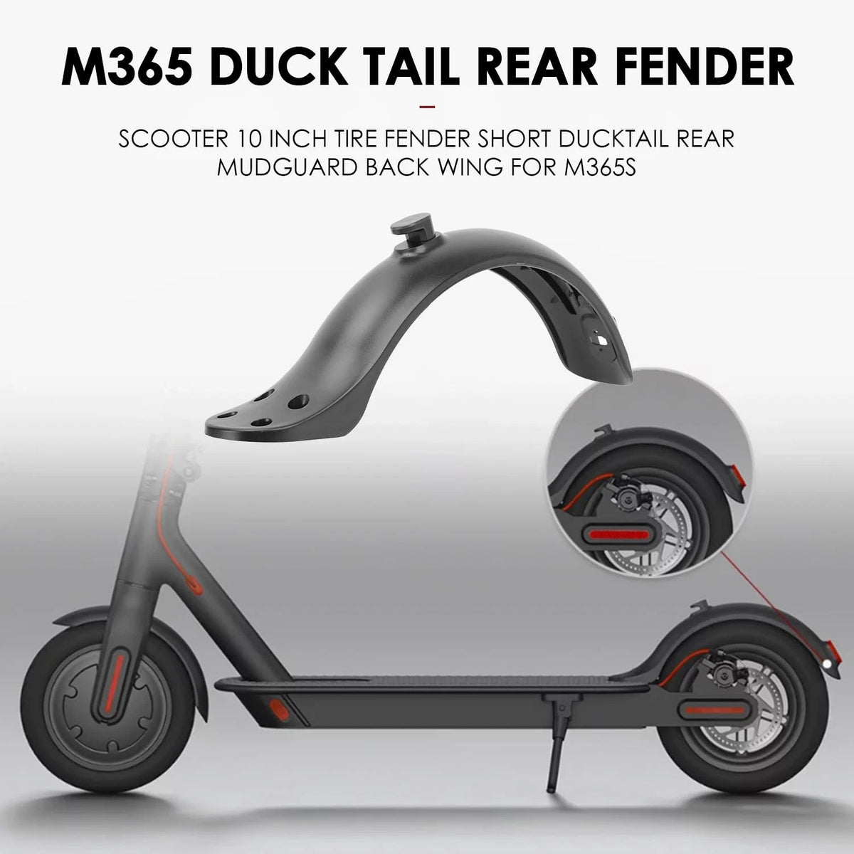 Electric Scooters Rear Mudguard, 4 Hole Scooter Black Fenders