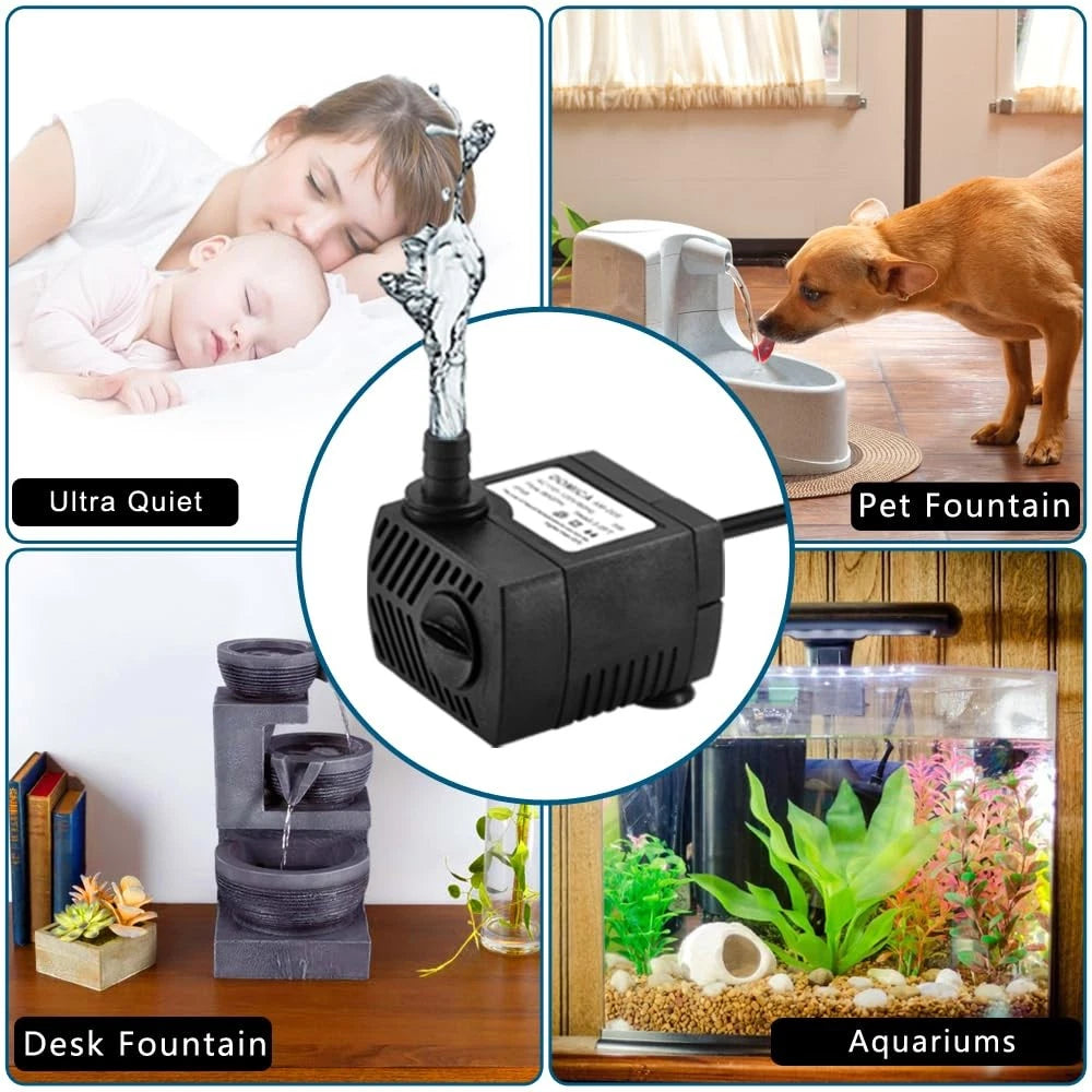 90 GPH Mini Submersible Pump, Small Fountain Pump (5W 90 5W, Black
