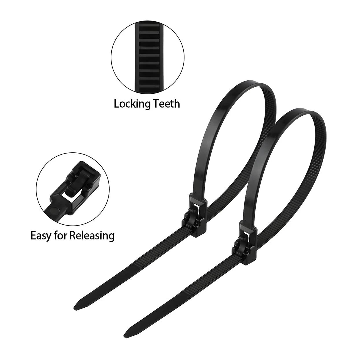 Aroono 100 PCS 8 Inch Reusable Zip Ties Black ?Adjustable 0.19 x 8inch,