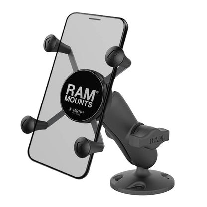 RAM MOUNTS X-Grip Drill-Down Phone Mount – Flat Surface with Black