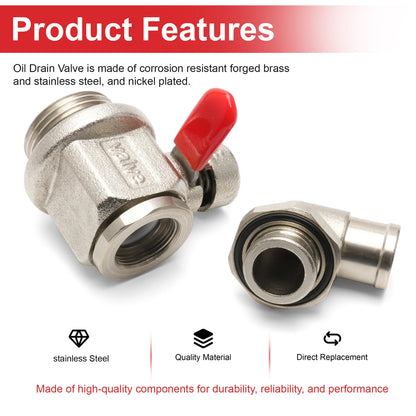 Engine Oil Drain Valve (27mm-2.0) & L-Shaped Hose End L-002 COMBO PACK