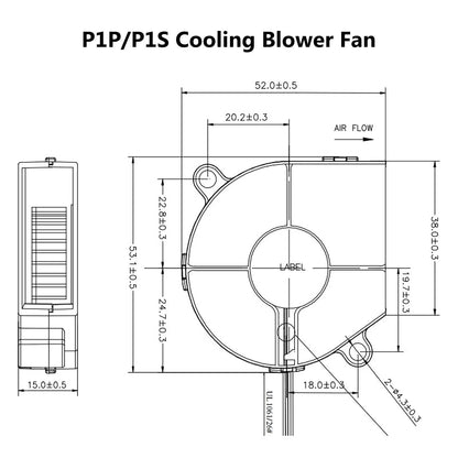 2PCS P1P/P1S DC24V Extruder Hotend Cooling Fan 5015 5015 for