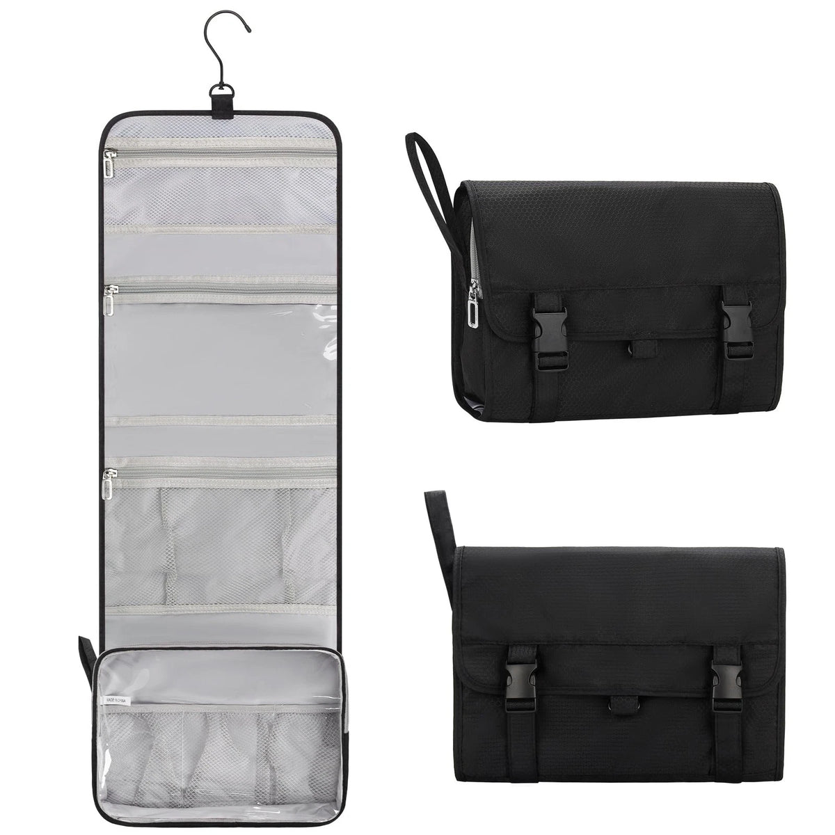 Relavel Travel Hanging Toiletry Bag for Men Women Kit Large, 01 Black